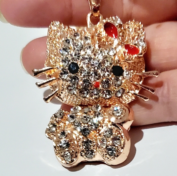 "HELLO KITTY CUTIE!" SUPER CUTE HELLO KITTY RHINESTONE NECKLACE BRAND NEW! - Picture 3 of 8